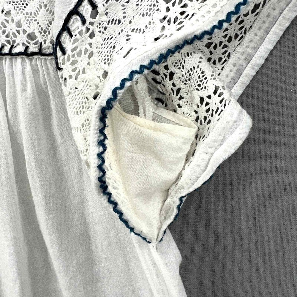 CALYPSO ST BARTH Crochet Embroider Top Women Small White Blue Boho Floral Retro - Picture 14 of 16